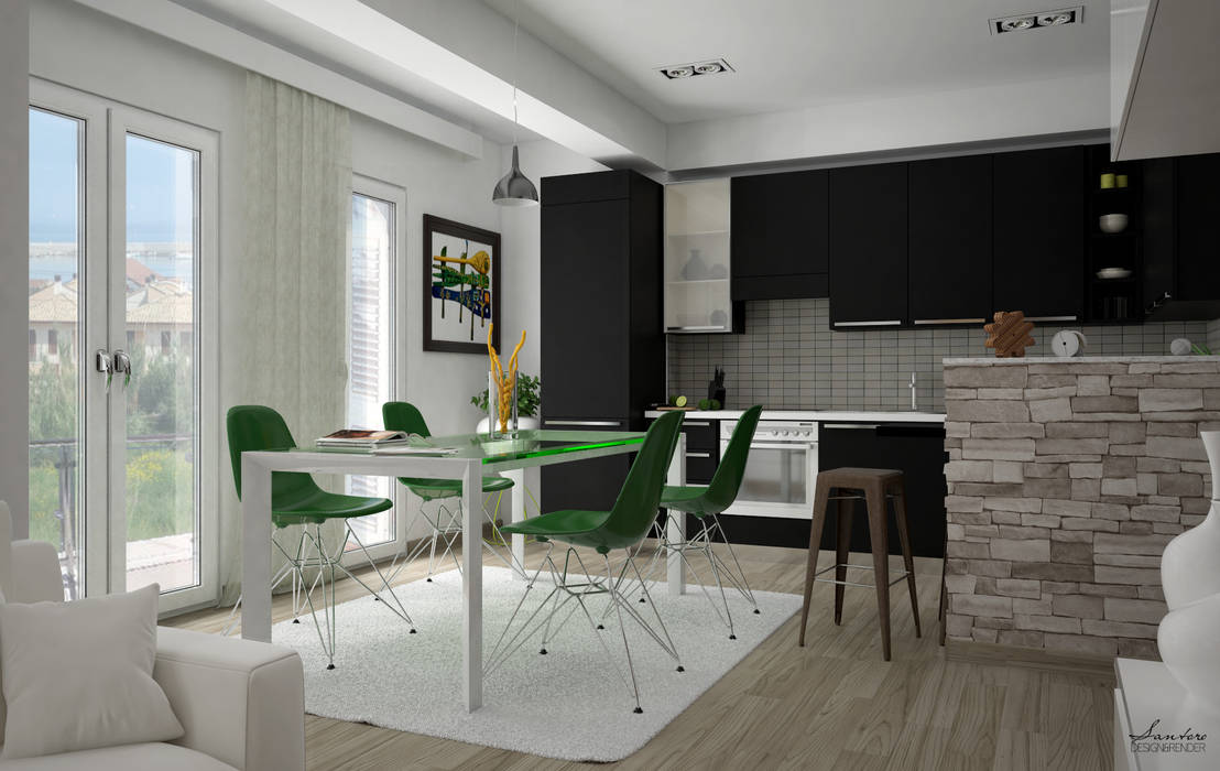 Design & Render livingroom – arredamento S.Agata Militello (ME) , Santoro Design Render Santoro Design Render モダンな キッチン