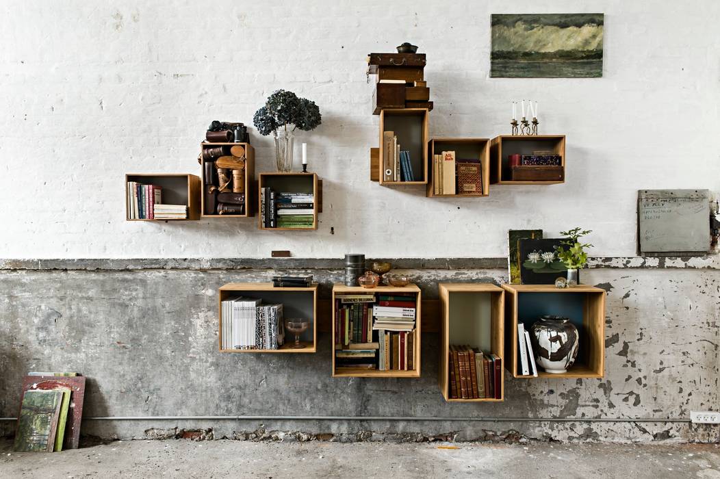 SJ Bookcase Large & Midi We Do Wood Scandinavische woonkamers Wandplanken