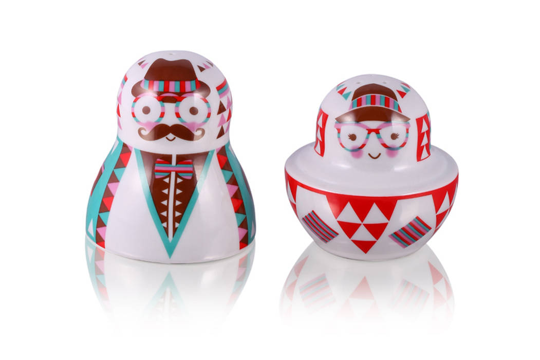 Solniczka i pieprzniczka Matrioszka Silly Design - prezentowa porcelana Industrialna kuchnia Sztućce, naczynia i szkło