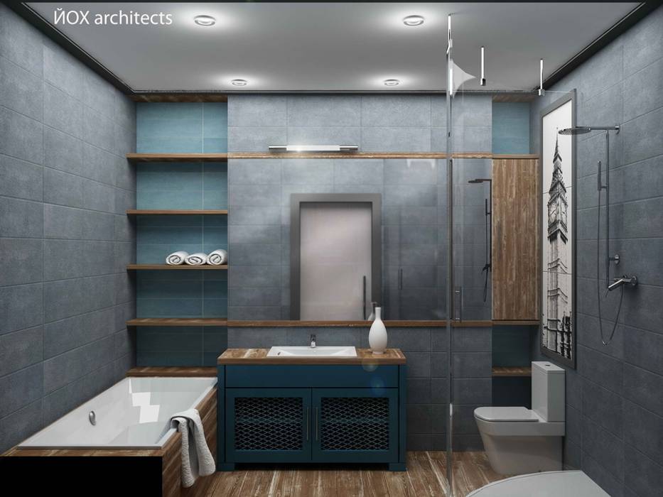 Квартира "Ироничный Лондон", ЙОХ architects ЙОХ architects Ванная комната в стиле минимализм