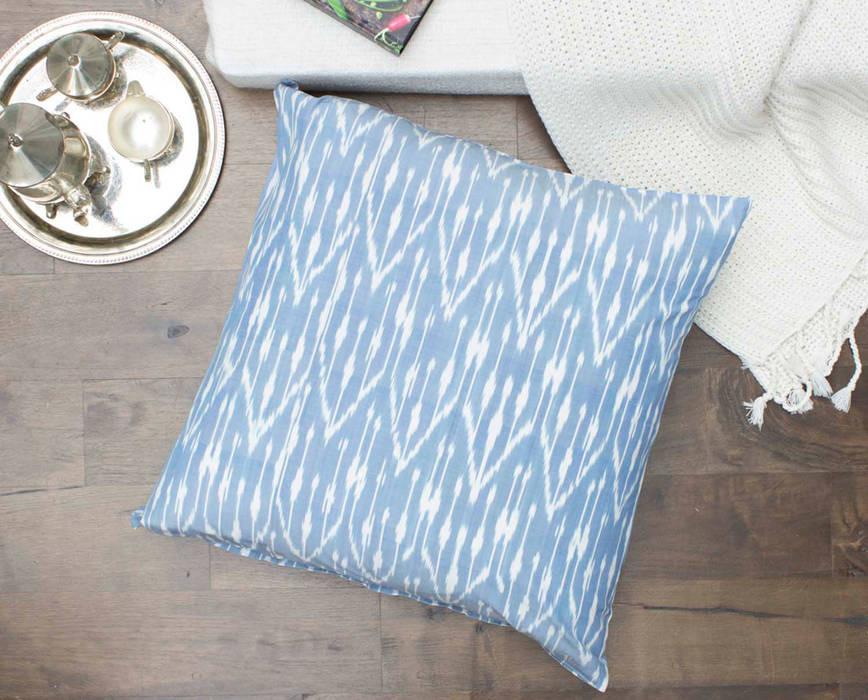 Ikat Large Floor Pillow Baby Blue DesignRaaga Eclectic style living room Accessories & decoration