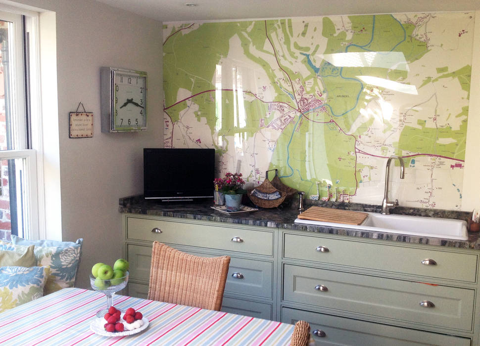 Bespoke Map Wallpaper Kitchen Splashback Design Wallpapered Modern Kitchen