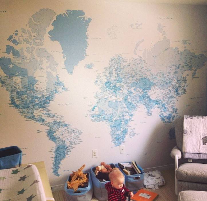 Blue World Map Wallpapered กำแพง วอลเปเปอร์