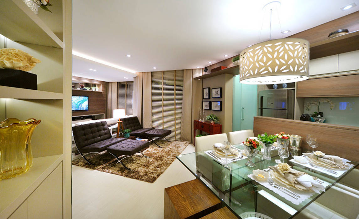 Apartamento integrado em Londrina, Evviva Bertolini Evviva Bertolini Salas de estar rústicas