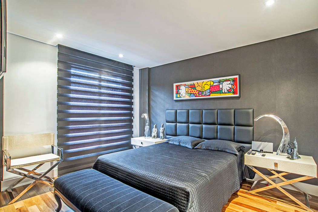 Apartamento masculino em Curitiba, Evviva Bertolini Evviva Bertolini Modern style bedroom