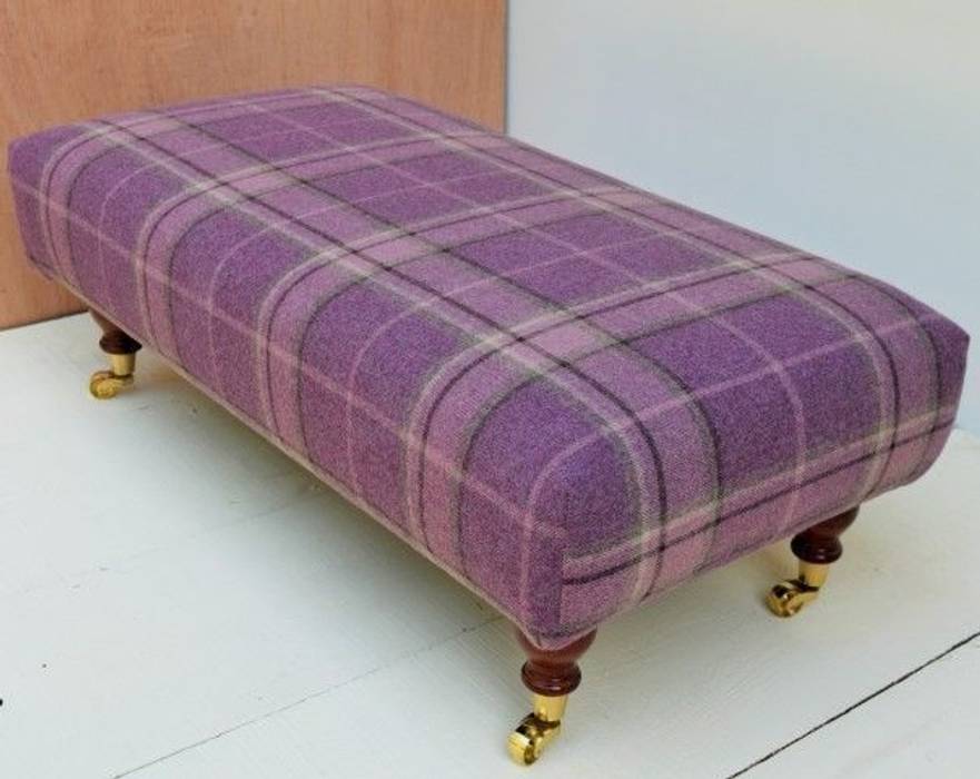 Highland Check Grape - Sewn footstool 93 x 46cm Herts Upholstery Country style living room Stools & chairs