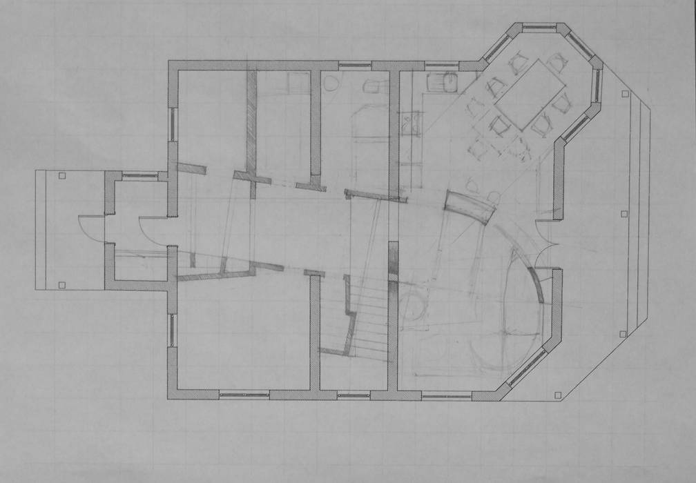 ​Один из листов вариантного проектирования, первый этаж. CHM architect