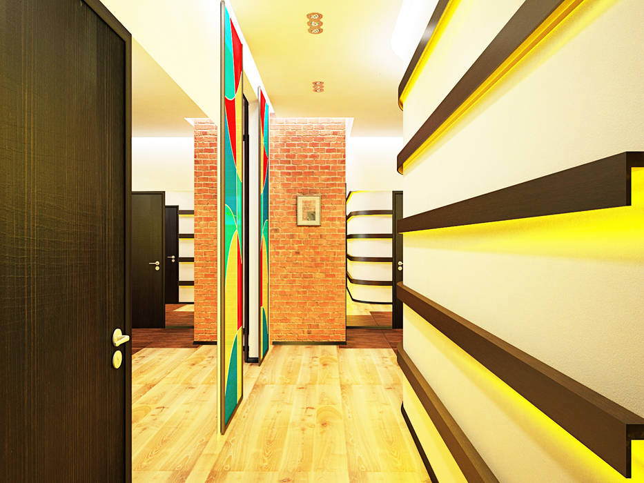 Яркое отличие, Дизайн студия Александра Скирды ВЕРСАЛЬПРОЕКТ Дизайн студия Александра Скирды ВЕРСАЛЬПРОЕКТ industrial style corridor, hallway & stairs.