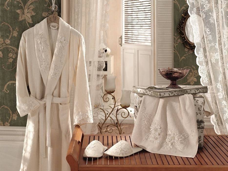 EVLEN DEFNE BORNOZ SETİ Evlen Home Collection Klasik Banyo Tekstil Ürünleri & Aksesuarlar