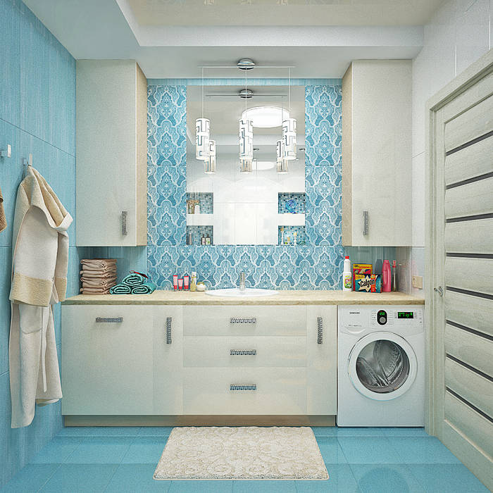 Ванная комната в двух вариантах, Студия дизайна ROMANIUK DESIGN Студия дизайна ROMANIUK DESIGN Modern Bathroom