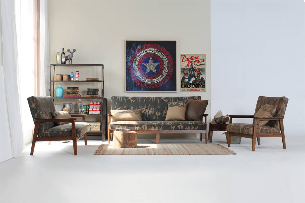 [RETRO SOFA] Frankie Retro Sofa serise / CAMOFLAUGUE, STYLE-K STYLE-K Ruang Komersial Office spaces & stores