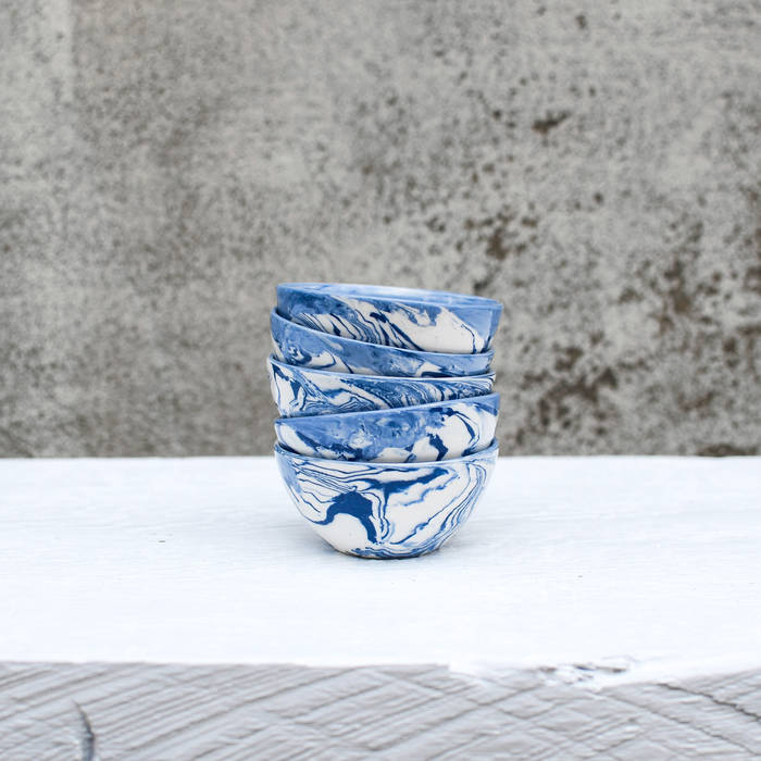 Blue And White Ceramic Condiment Bowls Nom Living Modern Dining Room Crockery & glassware