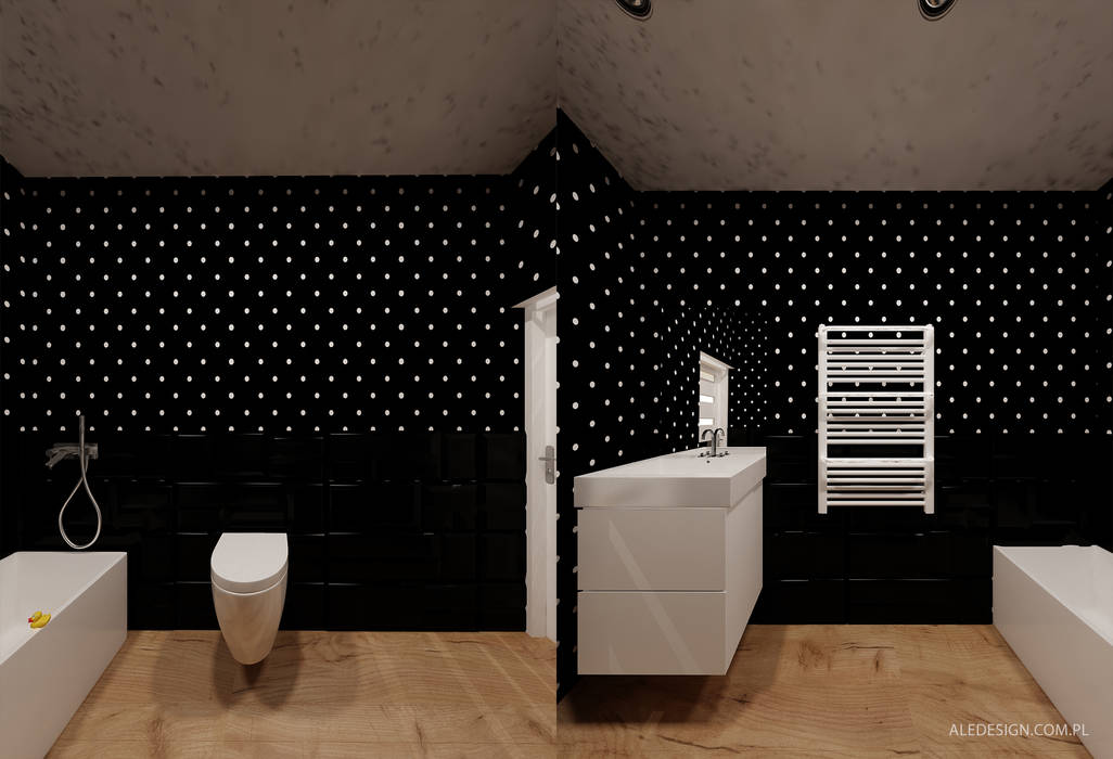 Łazienka w kropki - 3 wersje Ale design Grzegorz Grzywacz Minimalistyczna łazienka