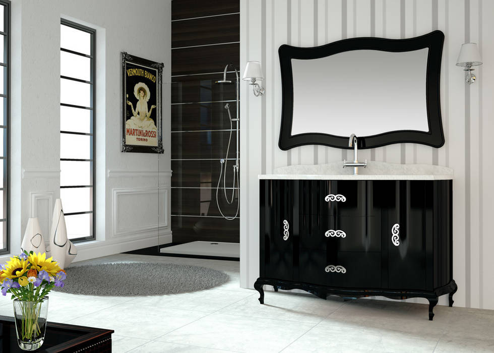 Mueble de baño Venezia 150 cms negro brillo Baños Online Baños de estilo clásico Decoración