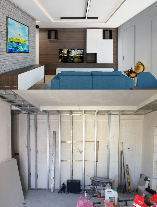 Projekt mieszkania 55m2 w Dąbrowie Górniczej, Ale design Grzegorz Grzywacz Ale design Grzegorz Grzywacz Minimalist living room