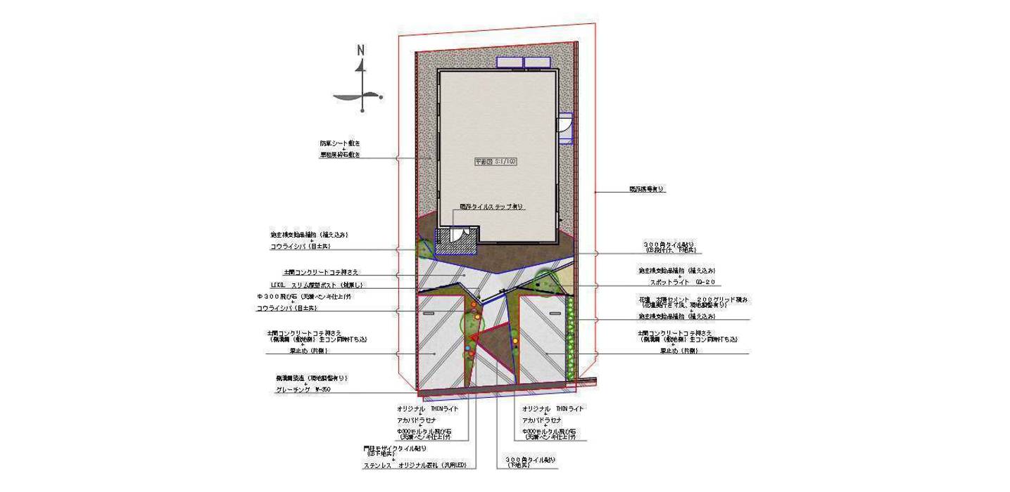 平面図: sotoDesign 株式会社竹本造園が手掛けた現代のです。,モダン 外構,デザイン,エクステリア,大阪