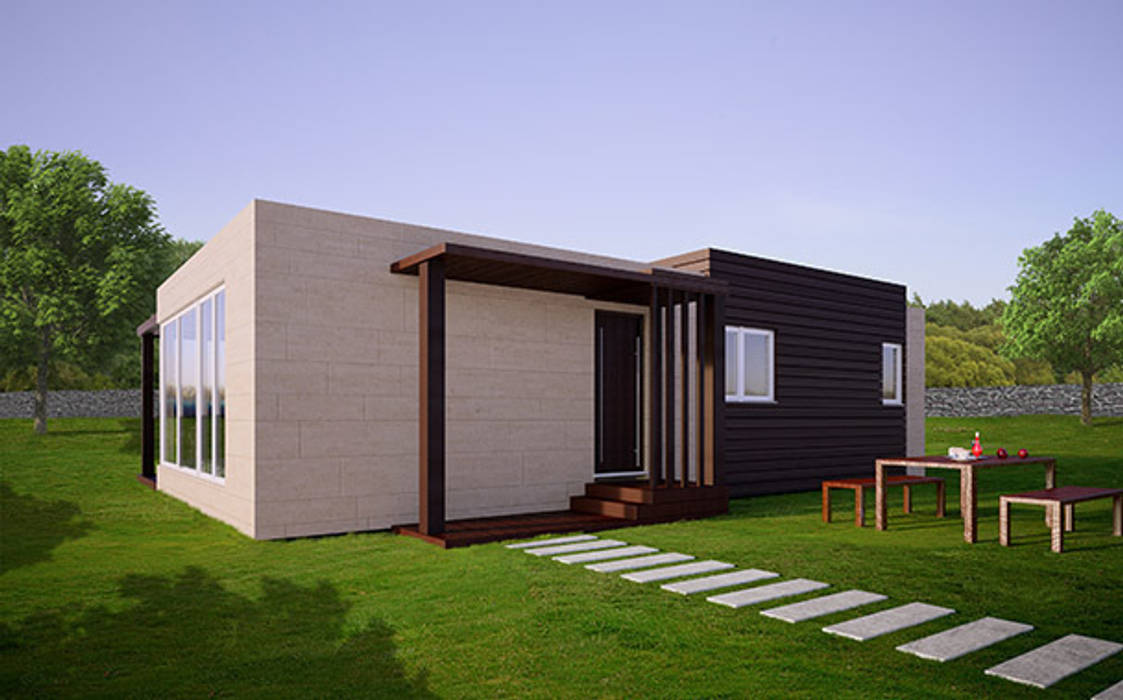 Fachada delantera de la Cube de 75 m2 homify Casas de estilo moderno