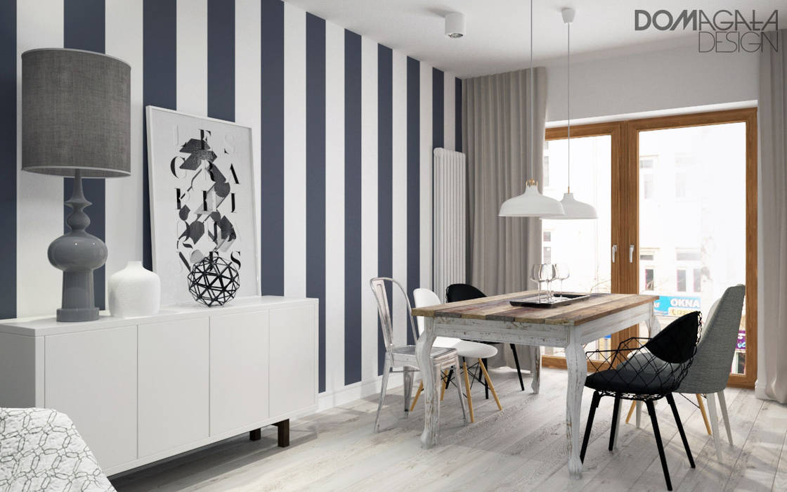 Bialo Szary Czarny Domagala Design Skandynawska Jadalnia Homify