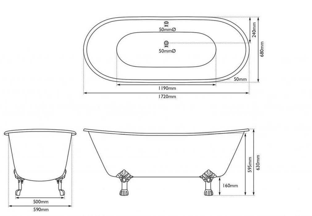 Dimensions of the berwick cast iron bath from the ukaa bathroom range