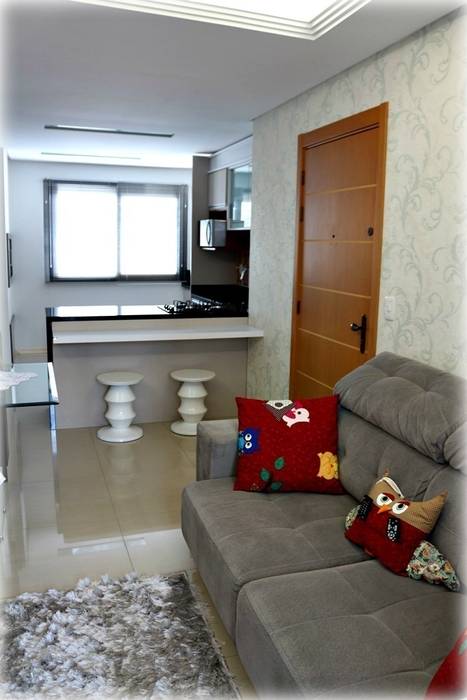 Interior Residencial - Apartamento Jovem Casal, Nesta Espaços Extraordinários Nesta Espaços Extraordinários 모던스타일 거실