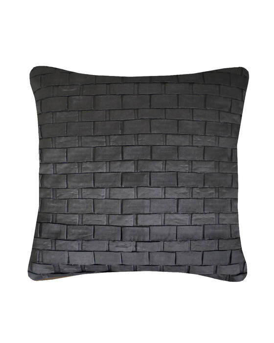 Hand pleated Origami cushion in Gunmetal, 30x50cm Nitin Goyal London Kamar Tidur Modern Textiles