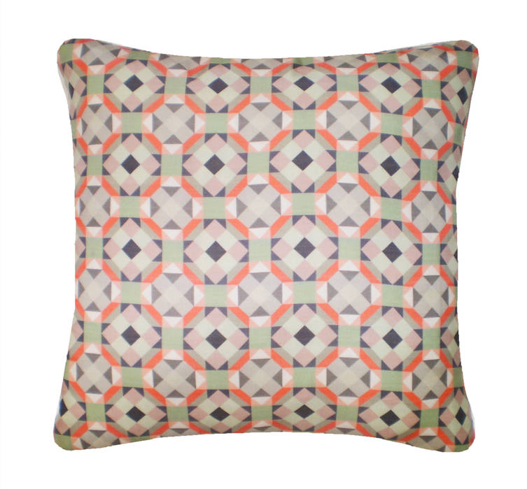 Rubik Silk Cushion in Celadon, 45x45cm Nitin Goyal London Modern Bedroom Textiles