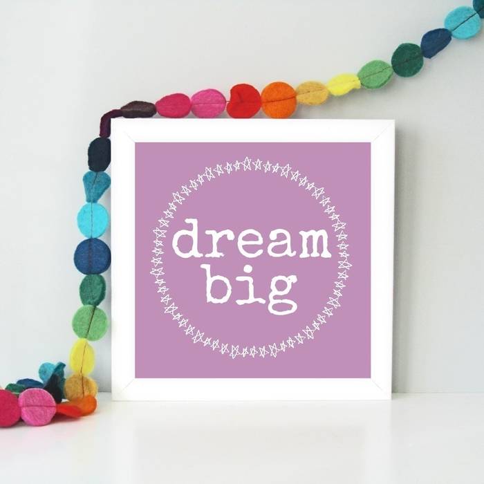 Bright and colourful 'Dream big' framed art print Always Sparkle Chambre d'enfant moderne Accessoires & décorations
