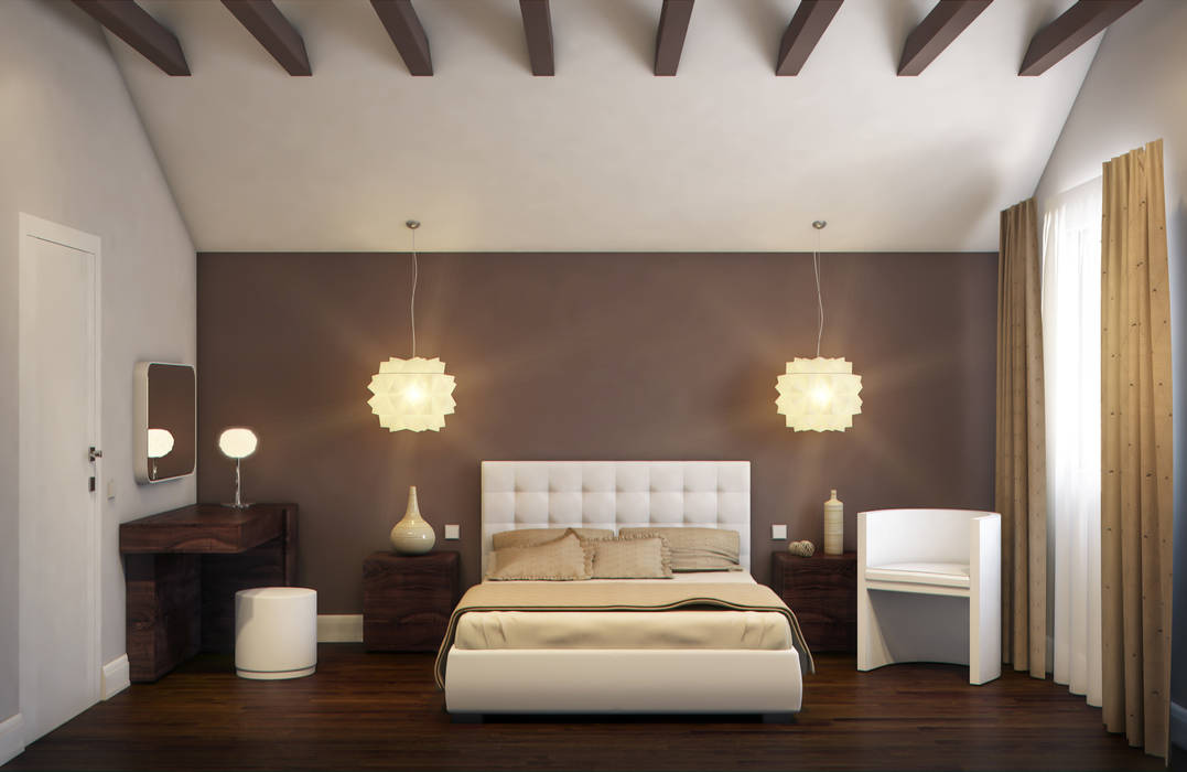 коричневые стены и белая мебель