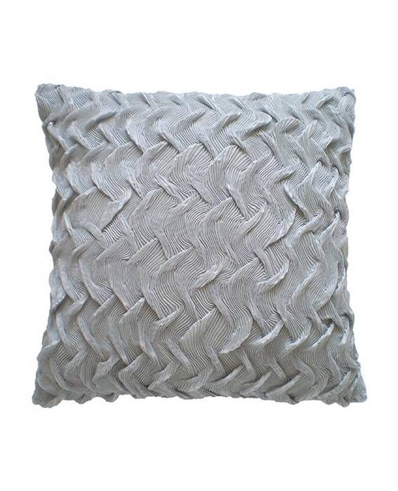 Hand Pleated Basket Cushion in Silver Grey, 40x40cm Nitin Goyal London Kamar Tidur Modern Textiles