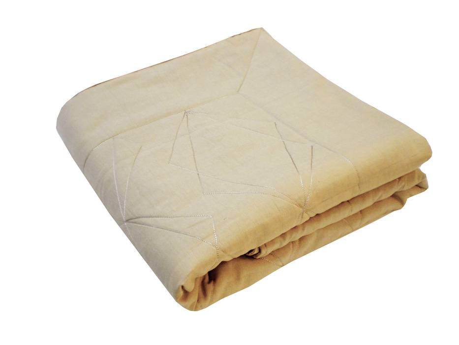 Quilted Duo Cotton Throw in Natural, 130x185cms Nitin Goyal London Modern Bedroom Textiles