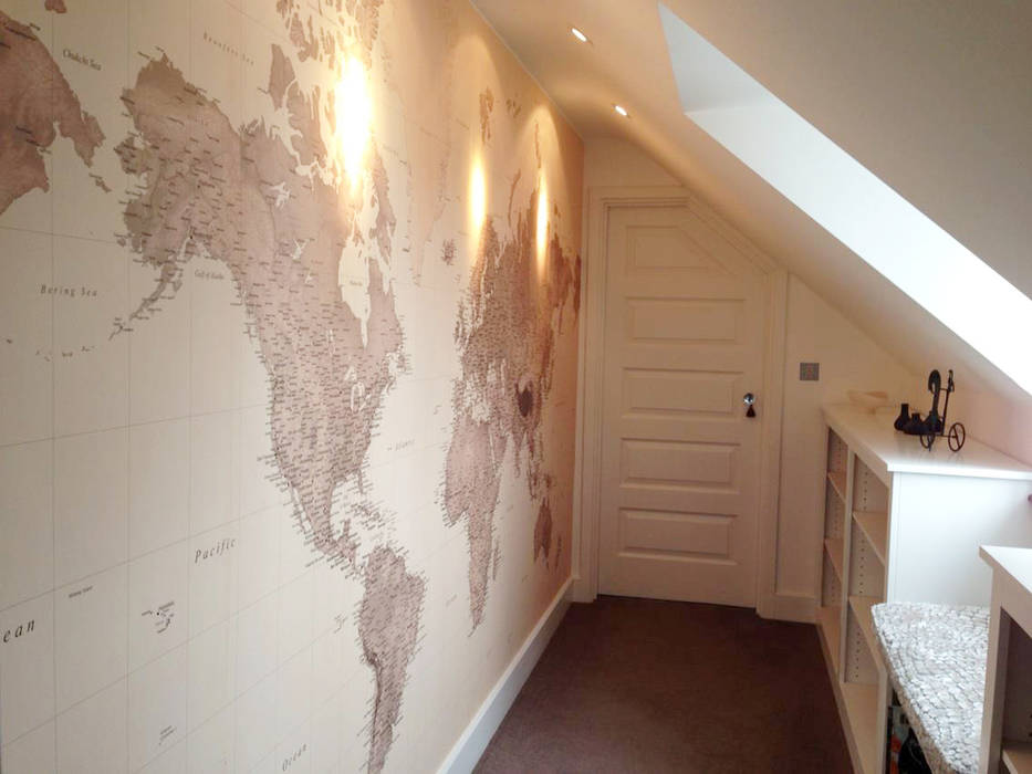 Sepia World Map Wallpapered Paredes e pisos clássicos Papel de parede