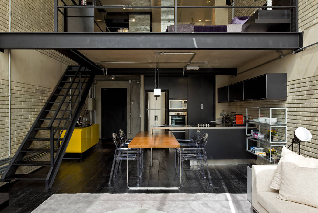 Loft Industrial, DIEGO REVOLLO ARQUITETURA S/S LTDA. DIEGO REVOLLO ARQUITETURA S/S LTDA. مطبخ