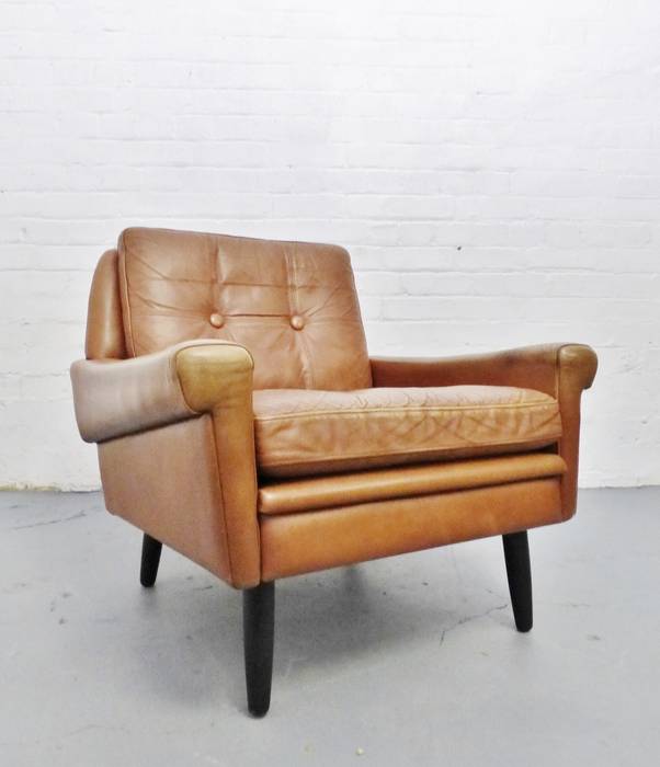 1960s tan leather Skipper chair Archive Furniture Livings de estilo escandinavo Salas y sillones