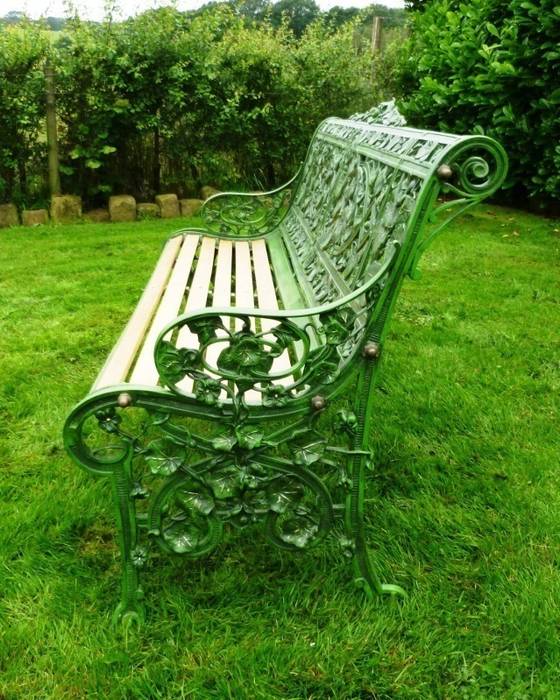 Side View Of Coalbrookdale Nasturtium Pattern Garden Bench From