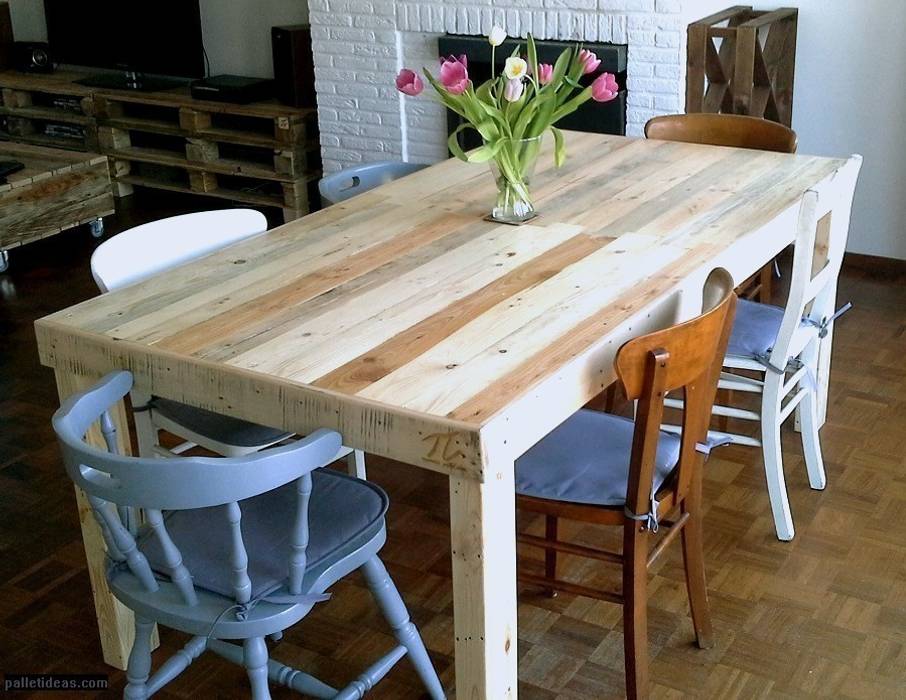 Stół z naturalnego drewna, Palletideas Palletideas Classic style kitchen Tables & chairs