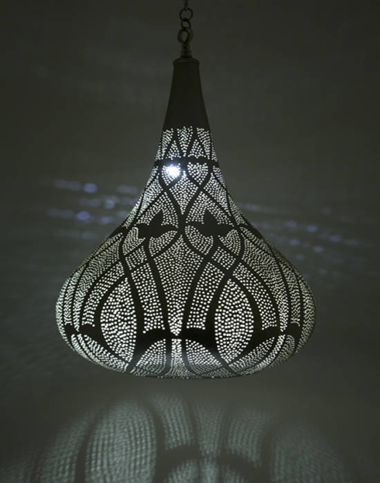 Large Silver Teardrop Pendant Light Moroccan Bazaar Pasillos, halls y escaleras mediterráneos Iluminación