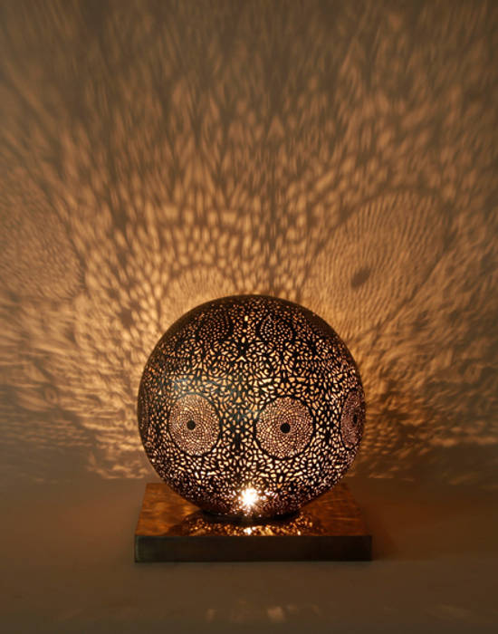 Antique Brass Table Lamp Moroccan Bazaar Mediterranean style bedroom Lighting