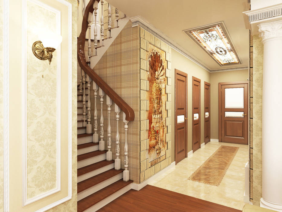 Загородный дом в ТП "Мечта"., ИнтеРИВ ИнтеРИВ Classic corridor, hallway & stairs