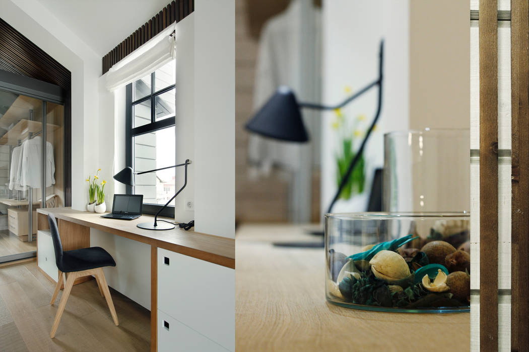 Спальня с прозрачной гардеробной, ZE|Workroom studio ZE|Workroom studio Scandinavian style bedroom Accessories & decoration
