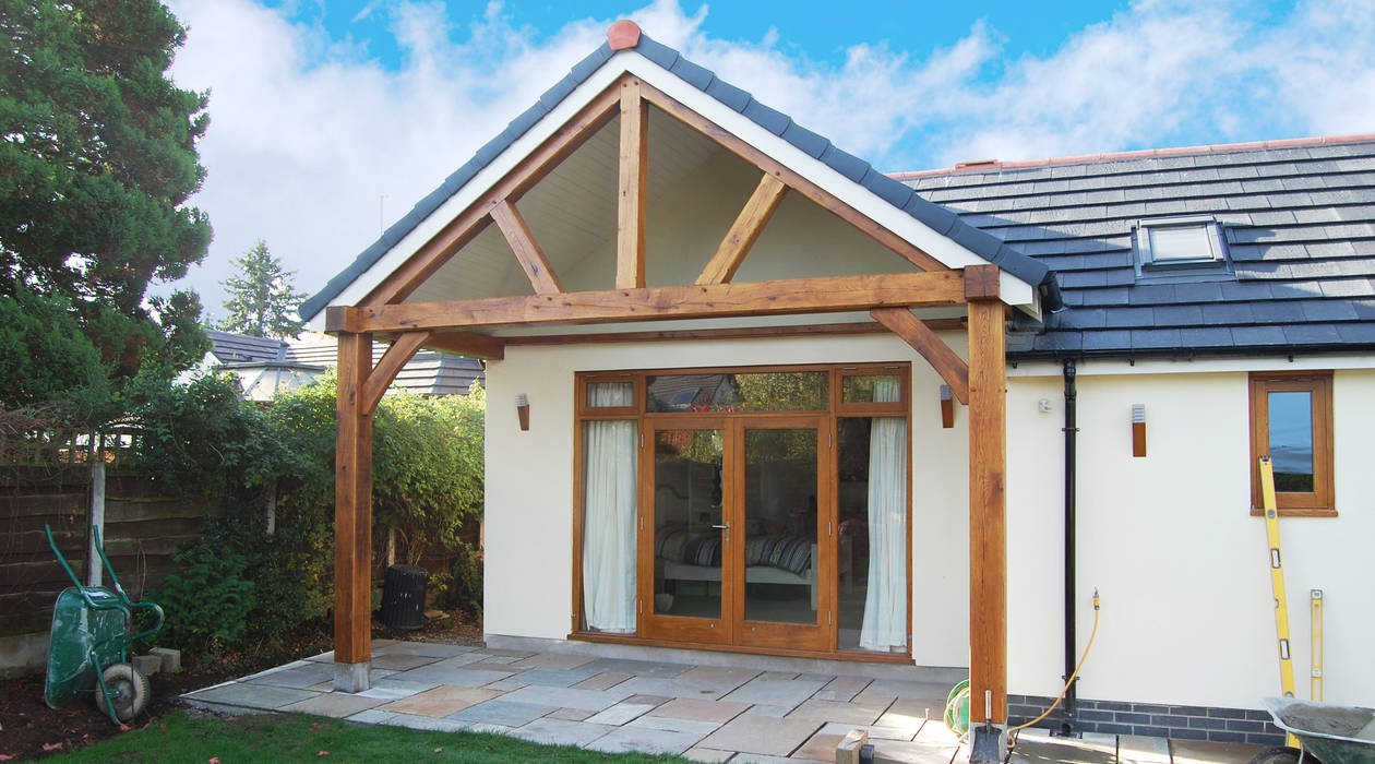 Oak timber frame house extension, gatley, cheshire, manchester, grant