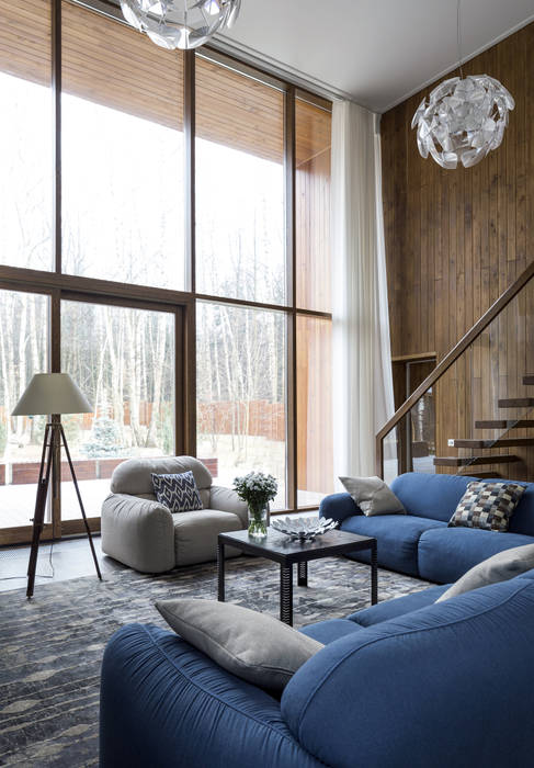 ДОМ В ПОСЕЛКЕ ПОЛИВАНОВО, ALEXANDER ZHIDKOV ARCHITECT ALEXANDER ZHIDKOV ARCHITECT Scandinavian style living room