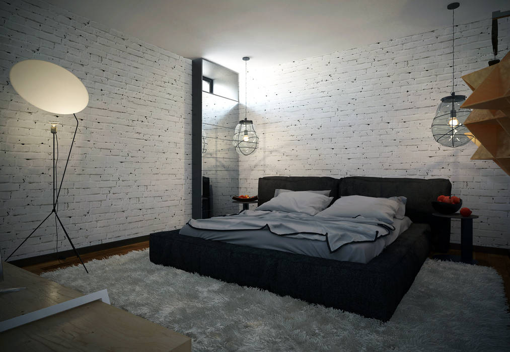 ​ДОМ В ПОСЕЛКЕ ПОЛИВАНОВО (визуализация) ALEXANDER ZHIDKOV ARCHITECT Спальня в стиле минимализм