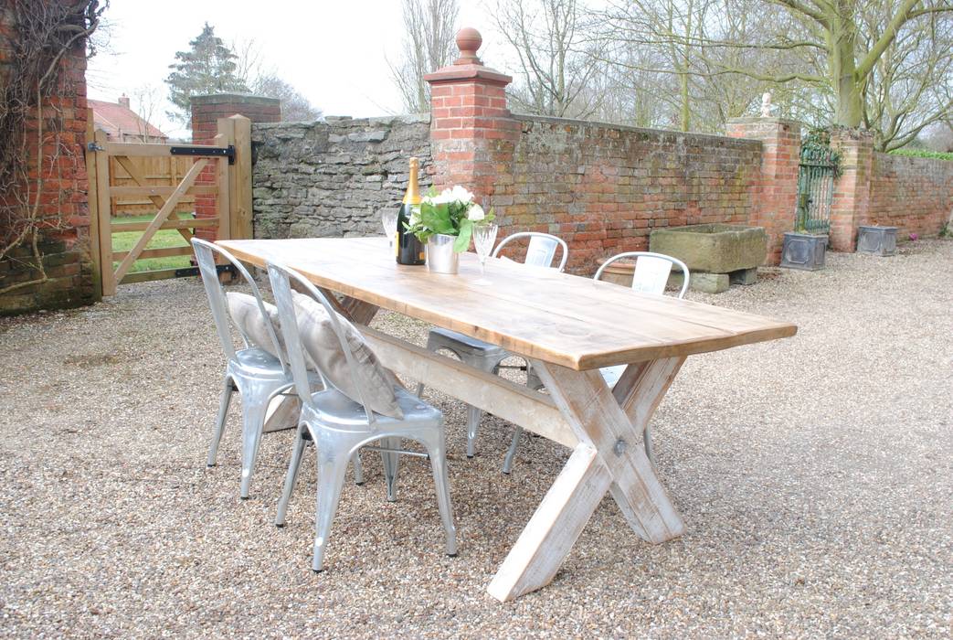 Bespoke dining table with Tolix style chairs Dove and Grey Country style kitchen Tables & chairs