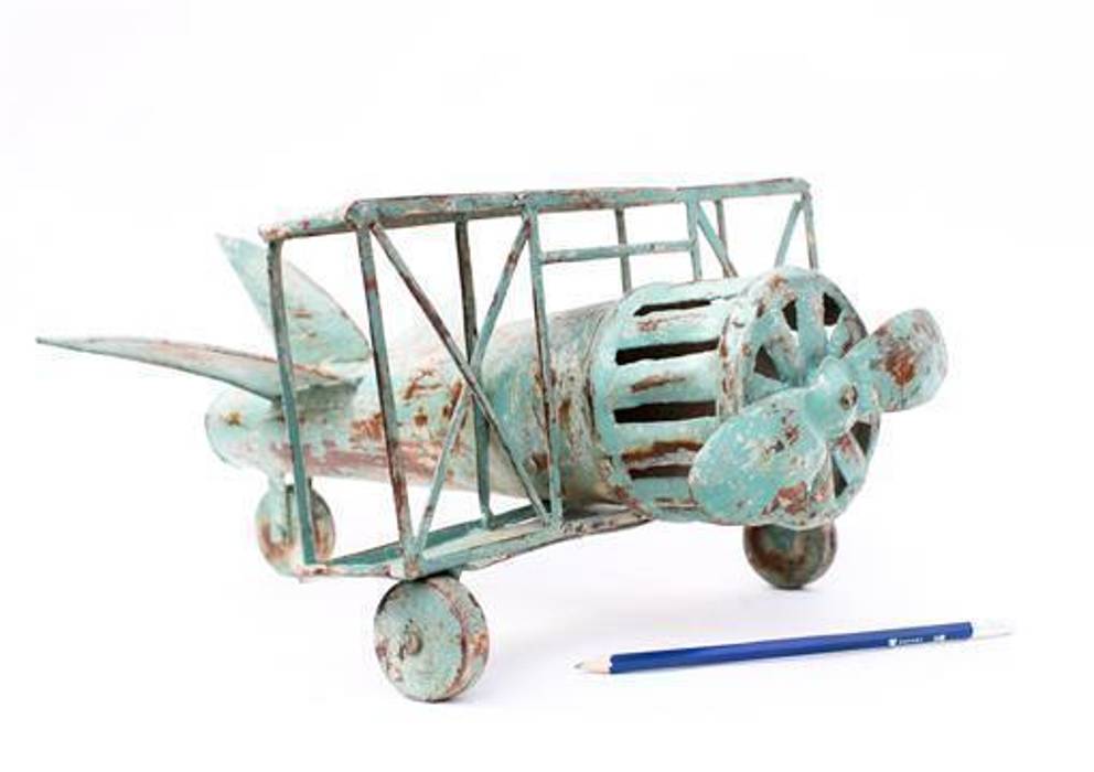 Tin Toy Bi-plane Aeroplane Vintage Archive Interior garden Interior landscaping