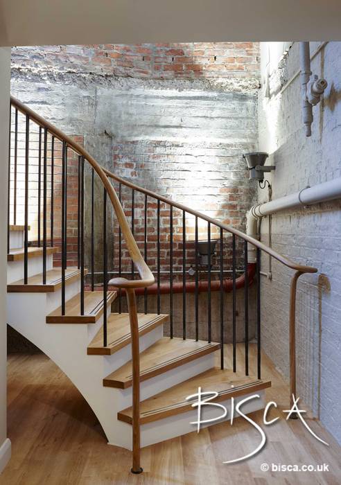 Piccadilly Lofts Common Areas Basement Level Staircase Bisca Staircases Industrial style corridor, hallway and stairs