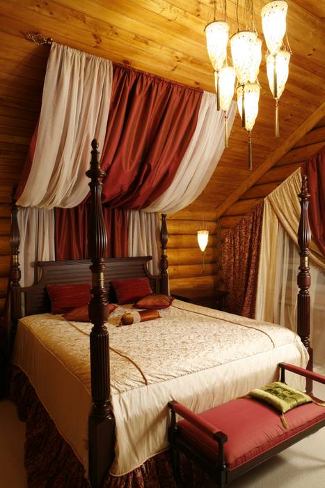 Дом из сруба, Ново-Рижское шоссе, Amazing Studio Светланы Панариной Amazing Studio Светланы Панариной Rustic style bedroom