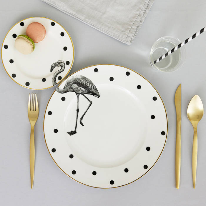 Fancy Flamingo Plate Set Yvonne Ellen オリジナルデザインの ダイニング 食器＆ガラス製品