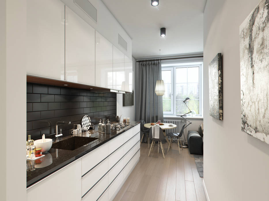 apartment of 32sq.m. Entalcev Konstantin Industrial style kitchen