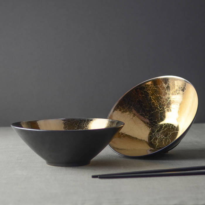 Metallic Bronze Ceramic Soup Bowls Nom Living ห้องทานข้าว ถ้วยชามและเครื่องแก้ว