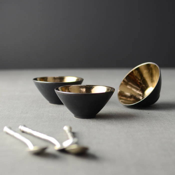 Metallic Bronze Ceramic Dip Bowls Nom Living Industrial style kitchen Cutlery, crockery & glassware